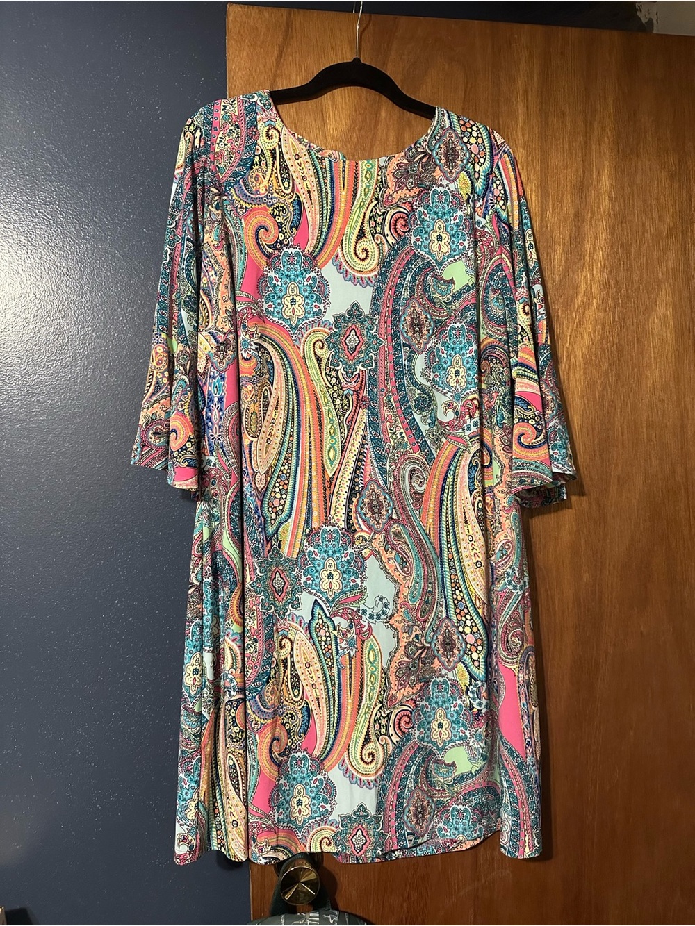 Tommy Hilfiger Multicolor Paisley Shift Dress in Teal, Pink & Coral